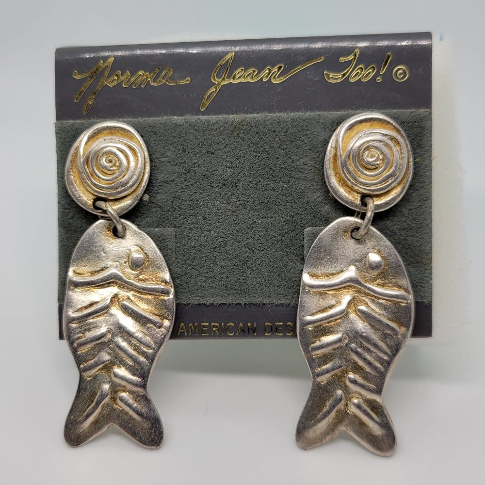 Earrings Sliver Fish Norma Jean Dangle / Stud E_OT0004.
